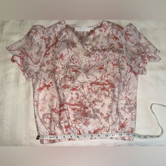 Astr Pink Flutter Sleeve Blouse with Notched Collar Size Small Womens - Picture 10 of 14